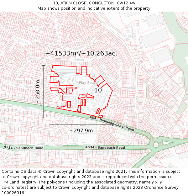 10, ATKIN CLOSE, CONGLETON, CW12 4WJ: Plot and title map