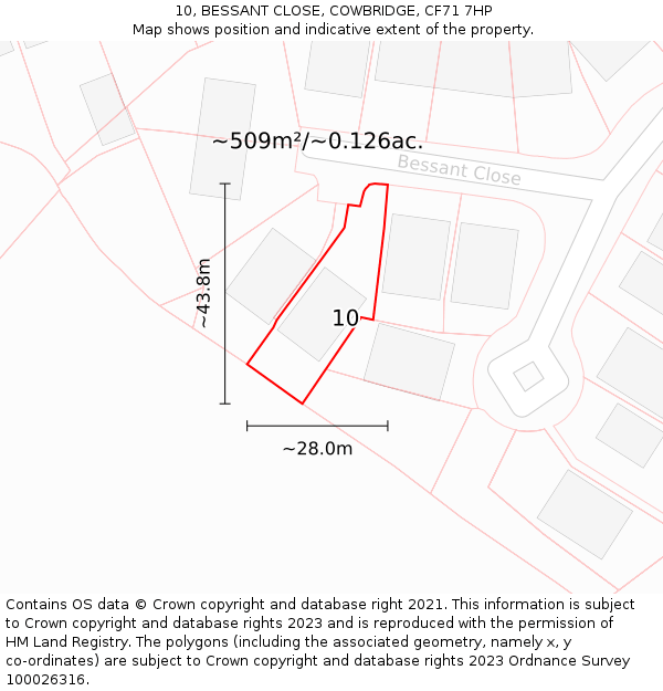 10, BESSANT CLOSE, COWBRIDGE, CF71 7HP: Plot and title map