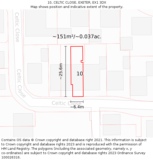 10, CELTIC CLOSE, EXETER, EX1 3DX: Plot and title map