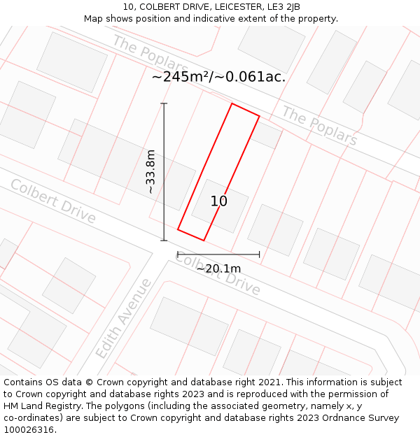 10, COLBERT DRIVE, LEICESTER, LE3 2JB: Plot and title map