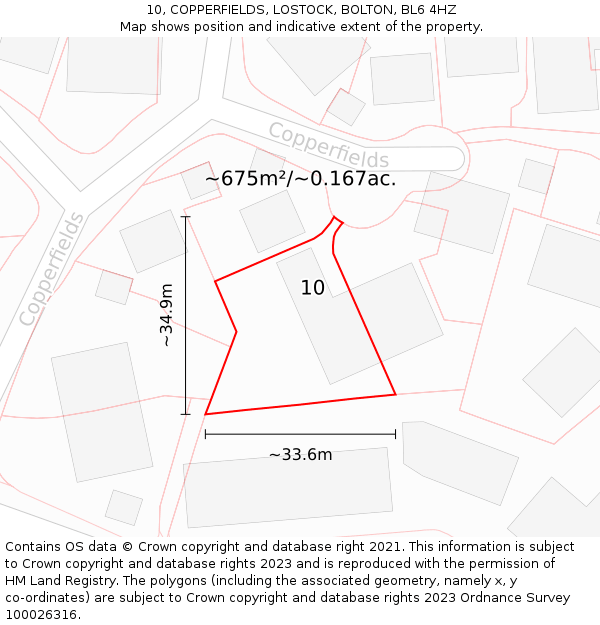 10, COPPERFIELDS, LOSTOCK, BOLTON, BL6 4HZ: Plot and title map