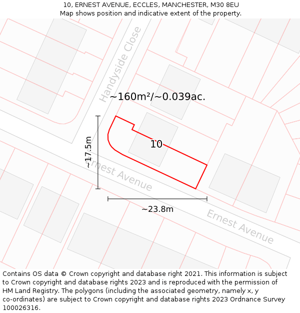 10, ERNEST AVENUE, ECCLES, MANCHESTER, M30 8EU: Plot and title map
