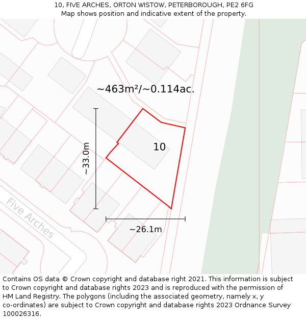 10, FIVE ARCHES, ORTON WISTOW, PETERBOROUGH, PE2 6FG: Plot and title map