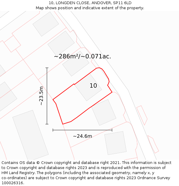 10, LONGDEN CLOSE, ANDOVER, SP11 6LD: Plot and title map