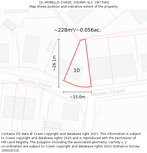 10, MORELLO CHASE, SOHAM, ELY, CB7 5WQ: Plot and title map