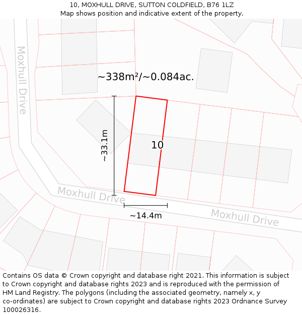 10, MOXHULL DRIVE, SUTTON COLDFIELD, B76 1LZ: Plot and title map