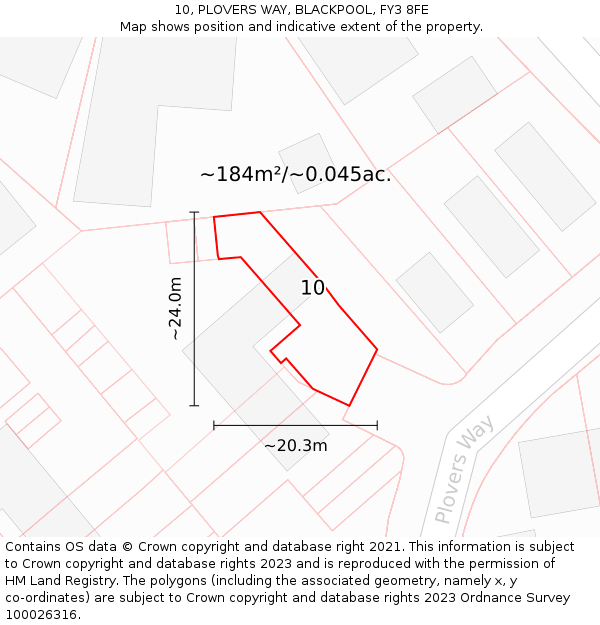 10, PLOVERS WAY, BLACKPOOL, FY3 8FE: Plot and title map