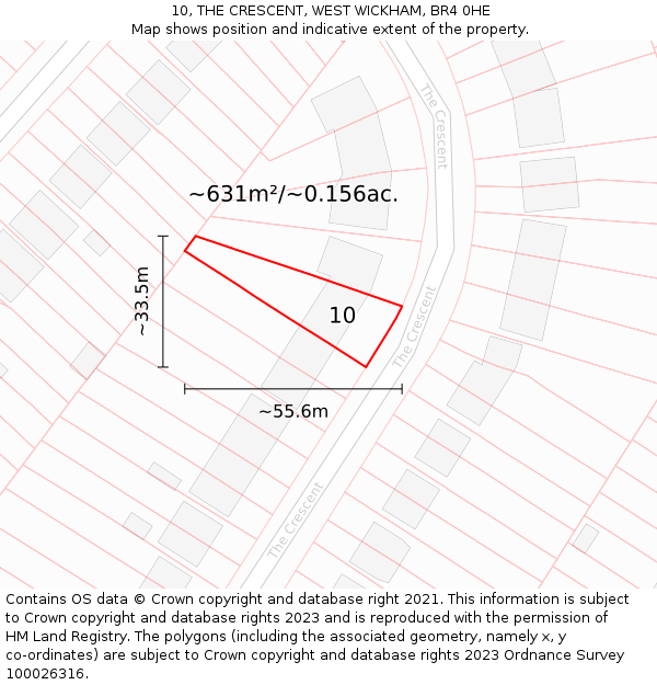 10, THE CRESCENT, WEST WICKHAM, BR4 0HE: Plot and title map