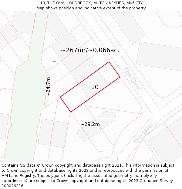 10, THE OVAL, OLDBROOK, MILTON KEYNES, MK6 2TY: Plot and title map
