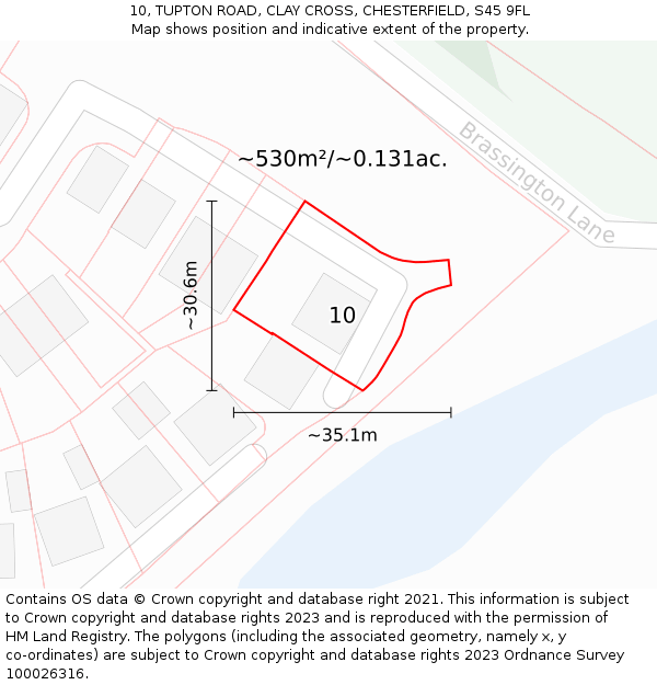 10, TUPTON ROAD, CLAY CROSS, CHESTERFIELD, S45 9FL: Plot and title map