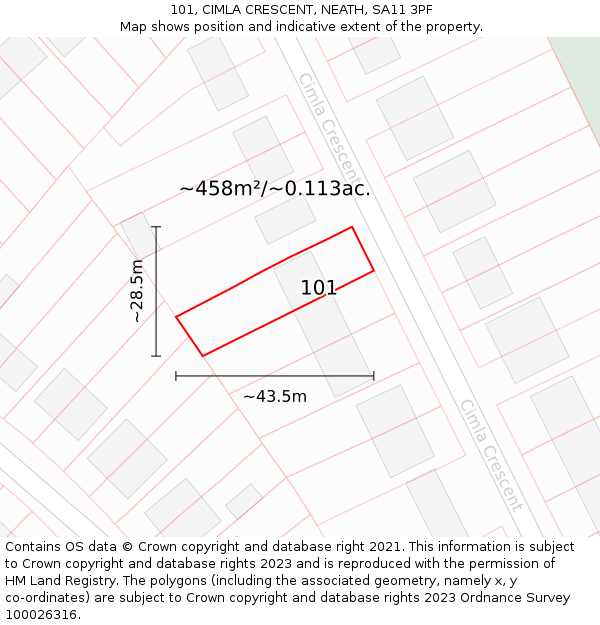 101, CIMLA CRESCENT, NEATH, SA11 3PF: Plot and title map