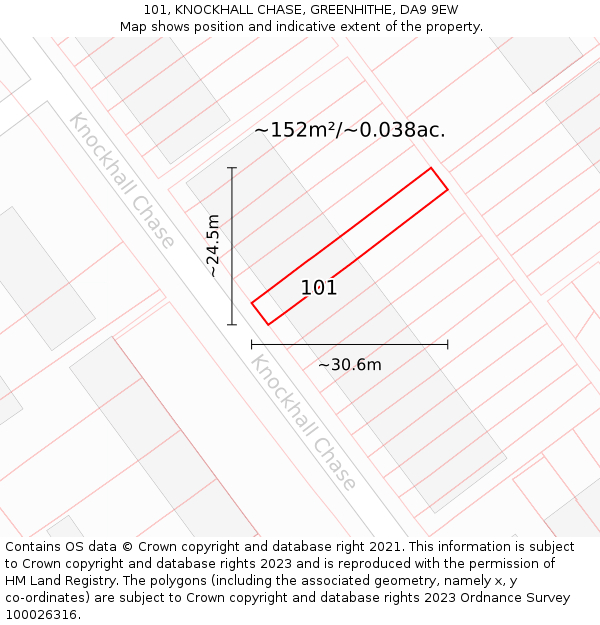 101, KNOCKHALL CHASE, GREENHITHE, DA9 9EW: Plot and title map