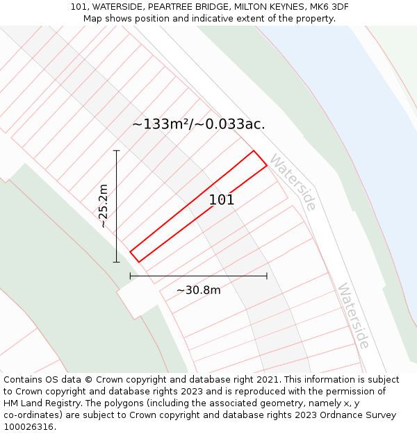 101, WATERSIDE, PEARTREE BRIDGE, MILTON KEYNES, MK6 3DF: Plot and title map