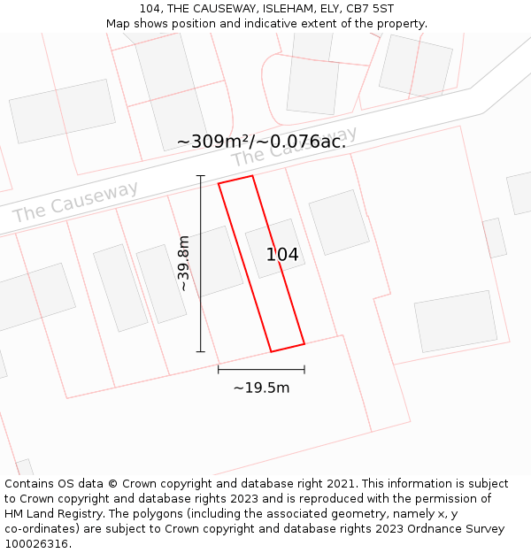 104, THE CAUSEWAY, ISLEHAM, ELY, CB7 5ST: Plot and title map