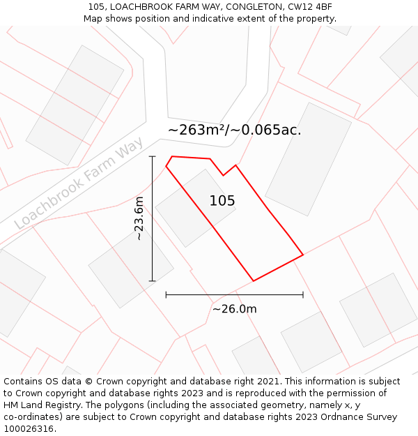 105, LOACHBROOK FARM WAY, CONGLETON, CW12 4BF: Plot and title map