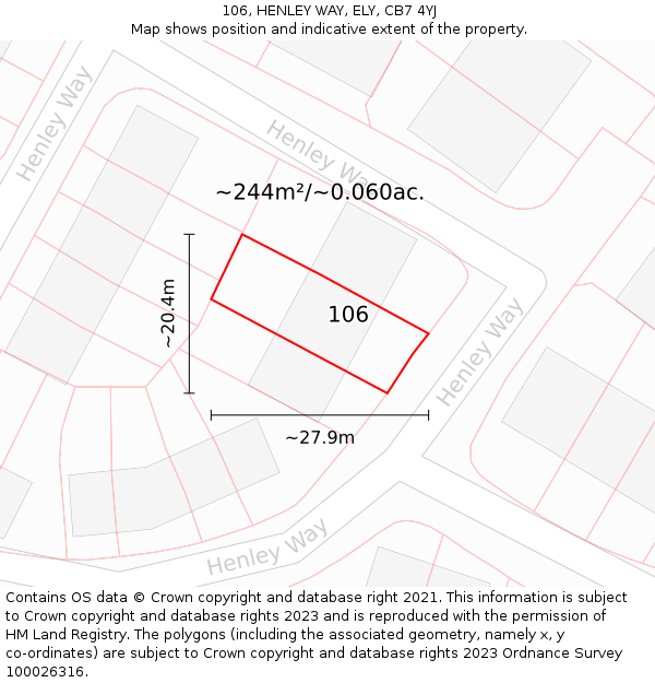 106, HENLEY WAY, ELY, CB7 4YJ: Plot and title map