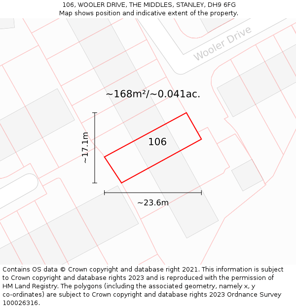 106, WOOLER DRIVE, THE MIDDLES, STANLEY, DH9 6FG: Plot and title map