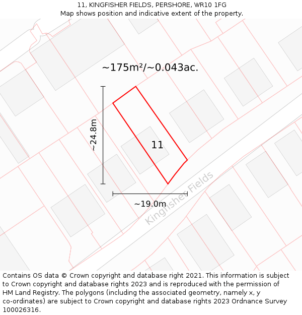 11, KINGFISHER FIELDS, PERSHORE, WR10 1FG: Plot and title map