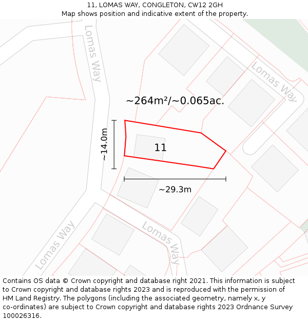 11, LOMAS WAY, CONGLETON, CW12 2GH: Plot and title map