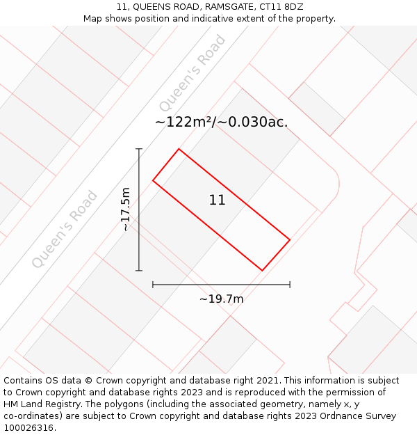 11, QUEENS ROAD, RAMSGATE, CT11 8DZ: Plot and title map