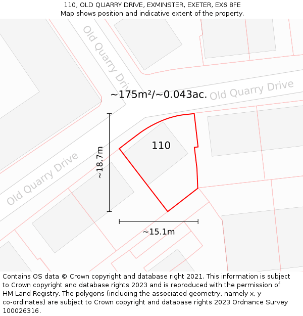 110, OLD QUARRY DRIVE, EXMINSTER, EXETER, EX6 8FE: Plot and title map