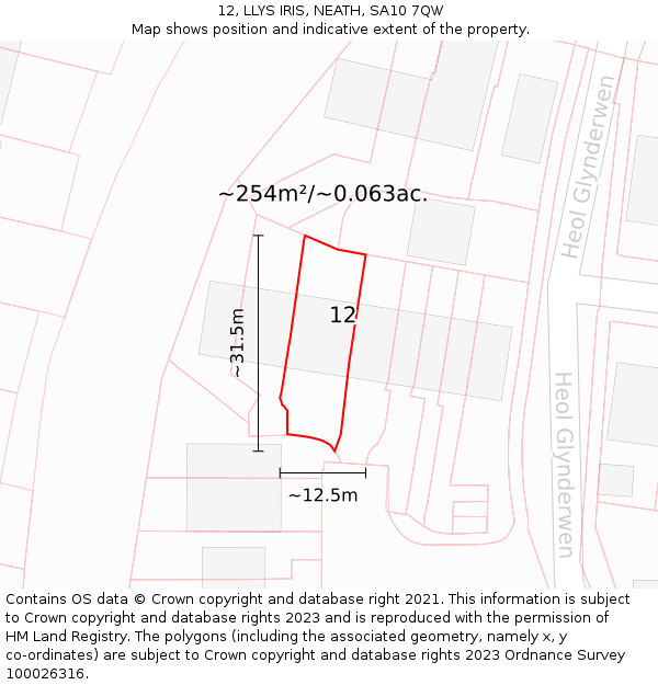 12, LLYS IRIS, NEATH, SA10 7QW: Plot and title map