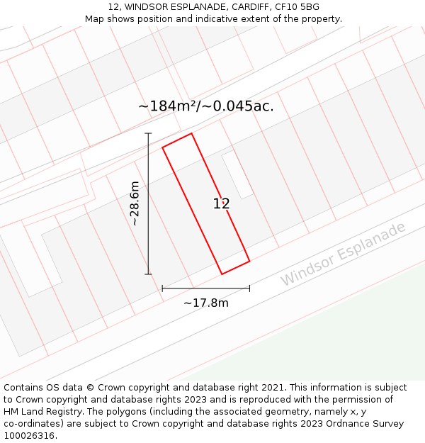 12, WINDSOR ESPLANADE, CARDIFF, CF10 5BG: Plot and title map