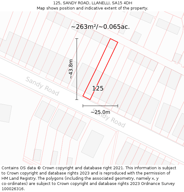 125, SANDY ROAD, LLANELLI, SA15 4DH: Plot and title map