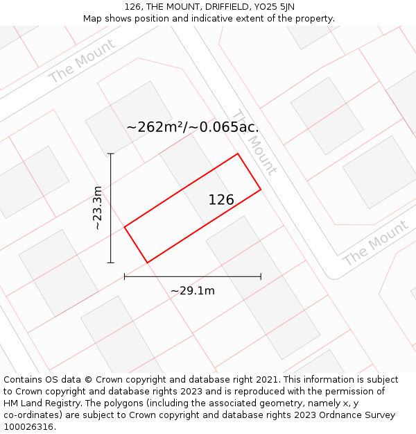 126, THE MOUNT, DRIFFIELD, YO25 5JN: Plot and title map