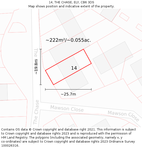 14, THE CHASE, ELY, CB6 3DS: Plot and title map