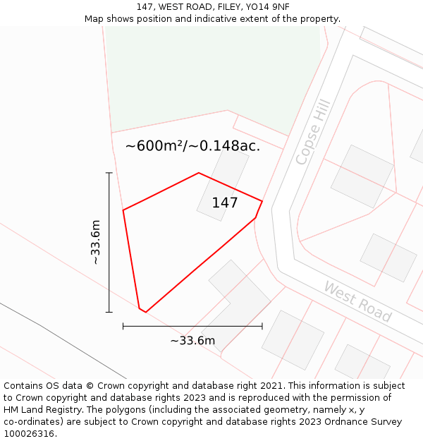 147, WEST ROAD, FILEY, YO14 9NF: Plot and title map