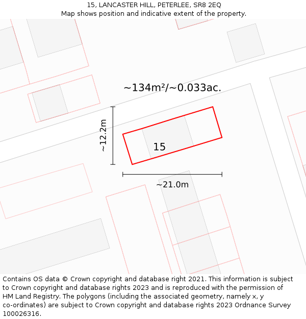 15, LANCASTER HILL, PETERLEE, SR8 2EQ: Plot and title map