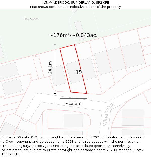 15, WINDBROOK, SUNDERLAND, SR2 0FE: Plot and title map