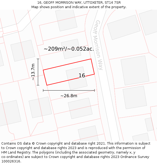 16, GEOFF MORRISON WAY, UTTOXETER, ST14 7SR: Plot and title map