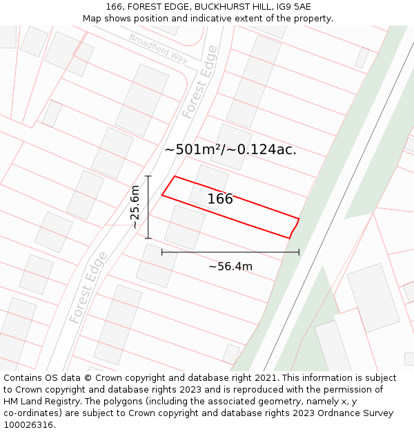 166, FOREST EDGE, BUCKHURST HILL, IG9 5AE: Plot and title map