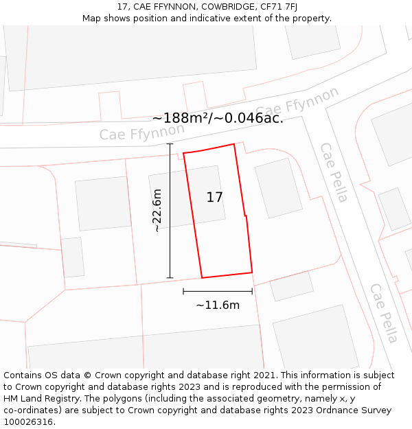 17, CAE FFYNNON, COWBRIDGE, CF71 7FJ: Plot and title map