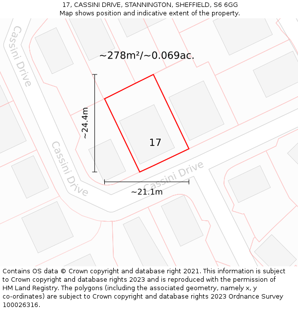 17, CASSINI DRIVE, STANNINGTON, SHEFFIELD, S6 6GG: Plot and title map