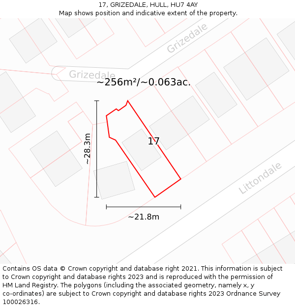17, GRIZEDALE, HULL, HU7 4AY: Plot and title map