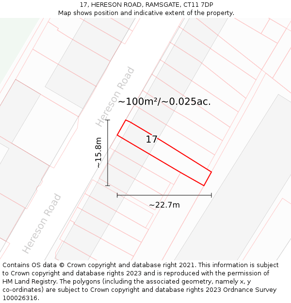 17, HERESON ROAD, RAMSGATE, CT11 7DP: Plot and title map