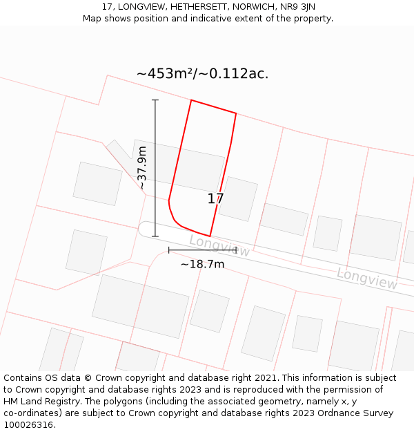 17, LONGVIEW, HETHERSETT, NORWICH, NR9 3JN: Plot and title map