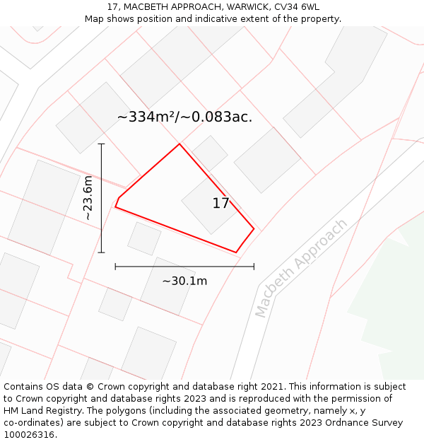 17, MACBETH APPROACH, WARWICK, CV34 6WL: Plot and title map