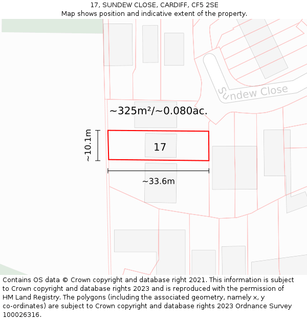 17, SUNDEW CLOSE, CARDIFF, CF5 2SE: Plot and title map