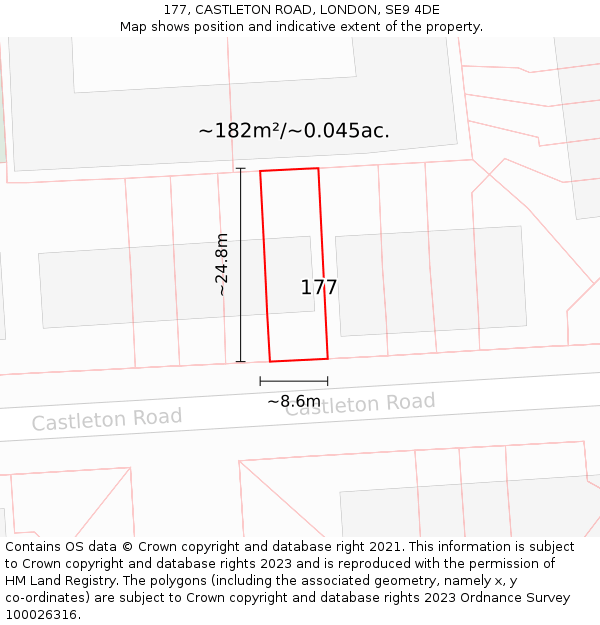 177, CASTLETON ROAD, LONDON, SE9 4DE: Plot and title map
