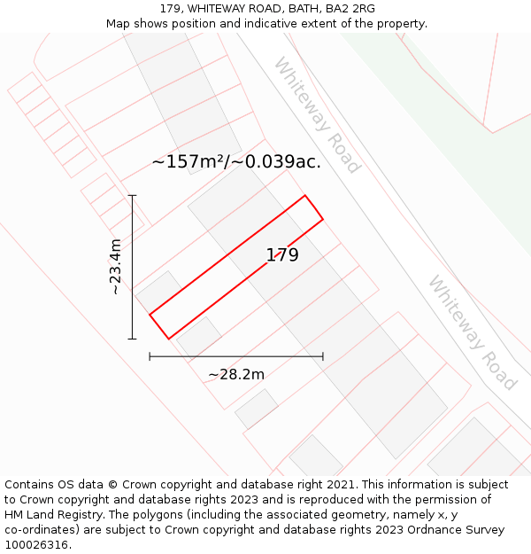 179, WHITEWAY ROAD, BATH, BA2 2RG: Plot and title map