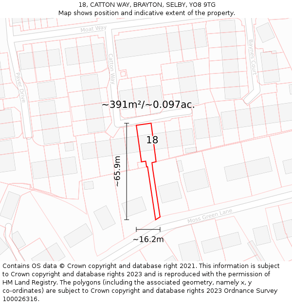 18, CATTON WAY, BRAYTON, SELBY, YO8 9TG: Plot and title map