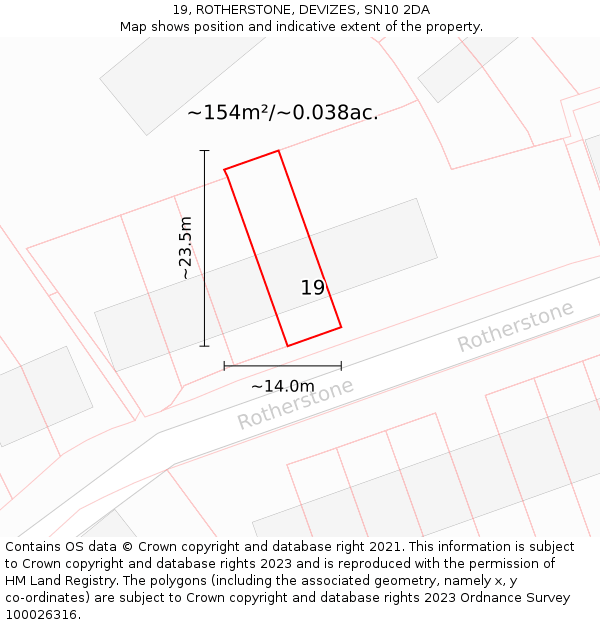 19, ROTHERSTONE, DEVIZES, SN10 2DA: Plot and title map