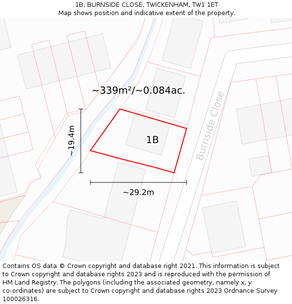 1B, BURNSIDE CLOSE, TWICKENHAM, TW1 1ET: Plot and title map