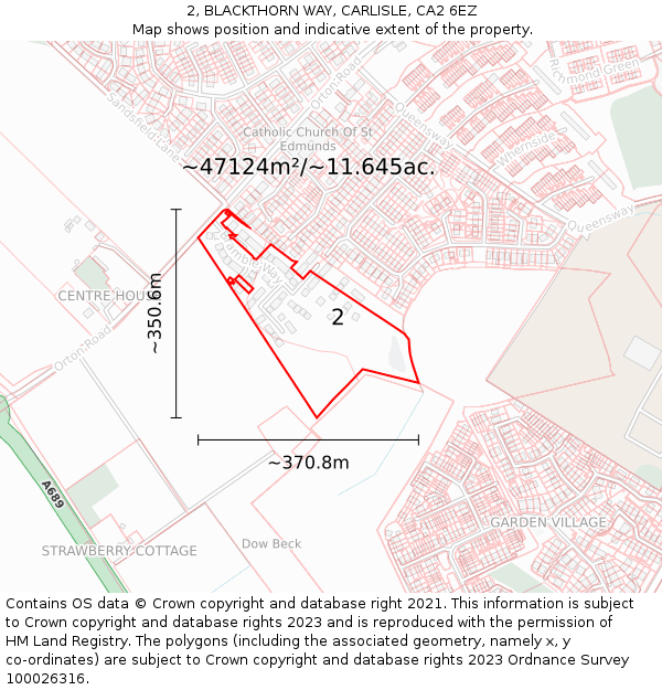2, BLACKTHORN WAY, CARLISLE, CA2 6EZ: Plot and title map