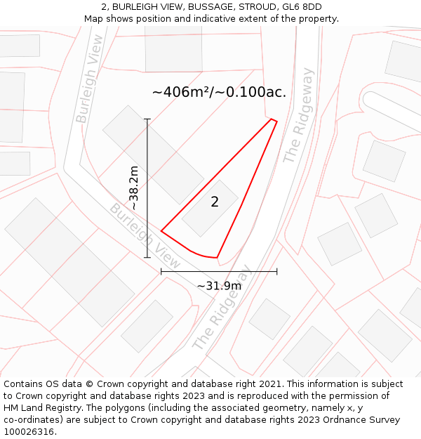 2, BURLEIGH VIEW, BUSSAGE, STROUD, GL6 8DD: Plot and title map