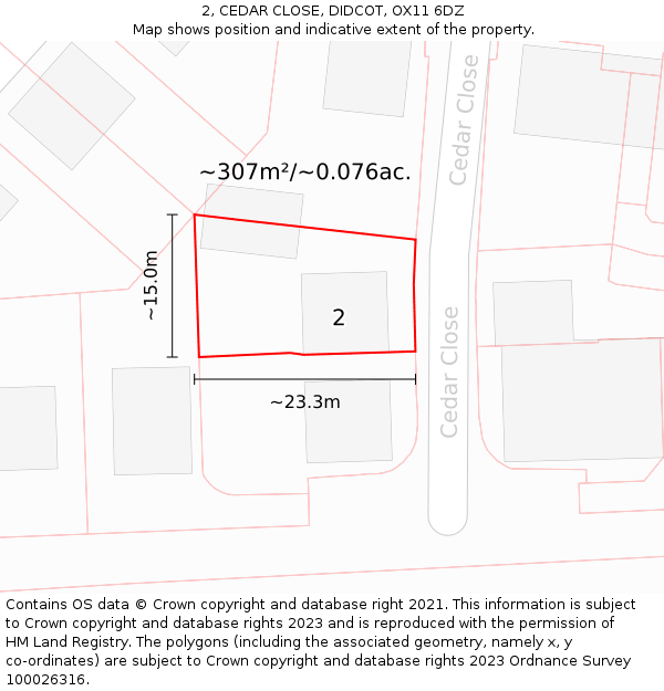 2, CEDAR CLOSE, DIDCOT, OX11 6DZ: Plot and title map